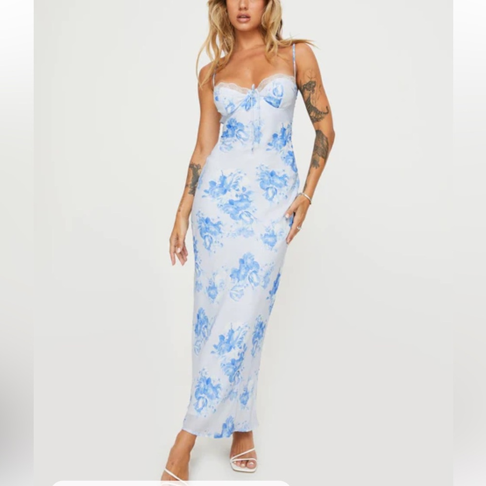 Princess Polly Hamri maxi dress white/blue floral